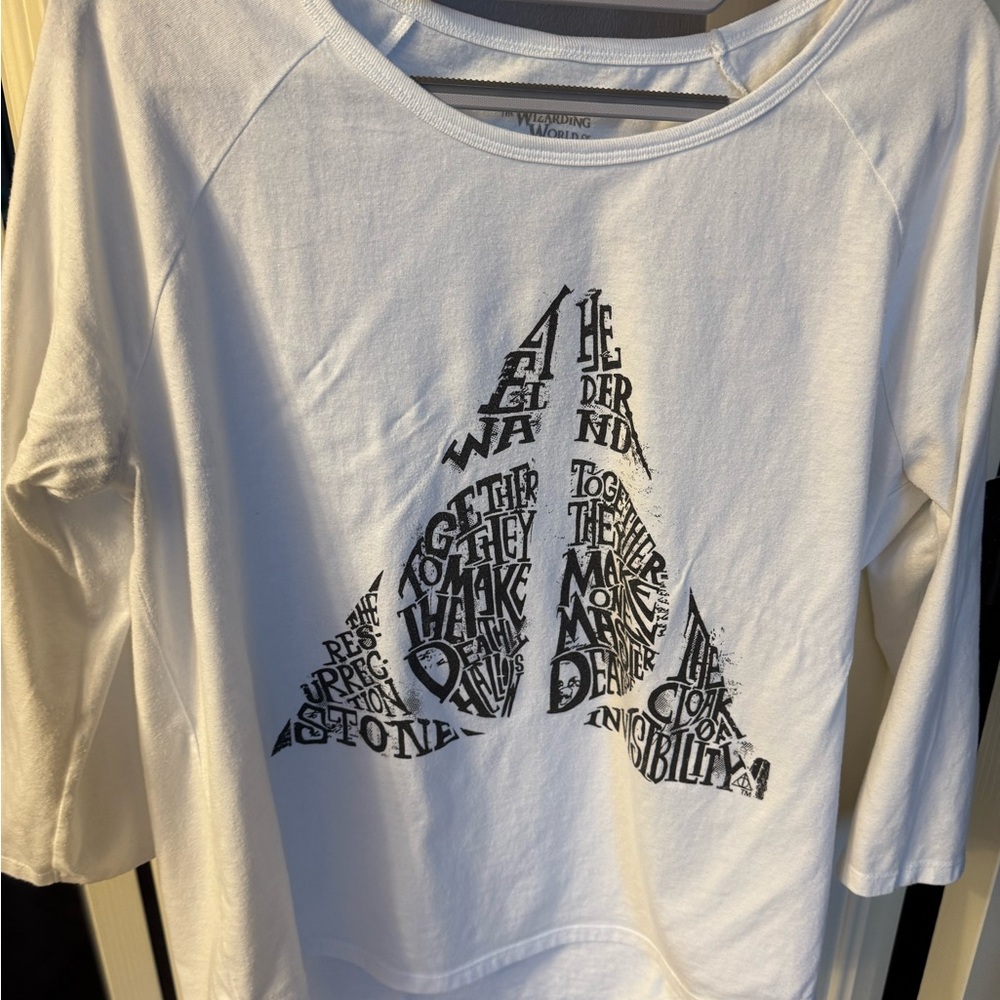 Warner Bros. Harry Potter white elder wand 3/4 sleeves t shirt